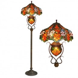 Lampadaire en vitrail rose...